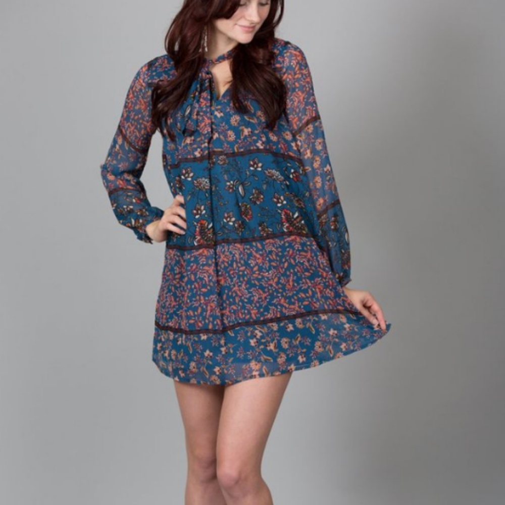 Teal Floral Dress